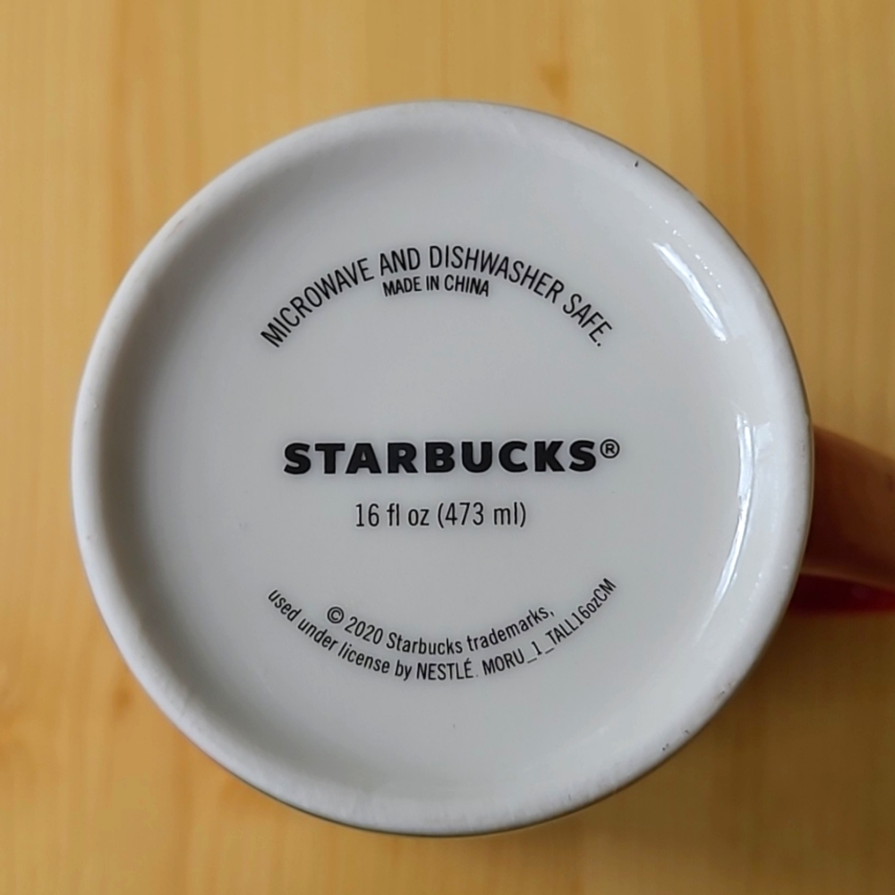 2020 Starbucks Coffee Mug Christmas Holiday Poinsettia Red Green Tall cup 16 oz - Picture 6 of 8
